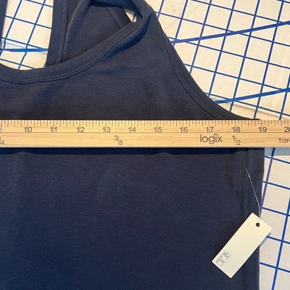 NWT DAILY RITUAL CROSSBACK TANK TOP SZ LG MODAL POLY BLEND DK BLUE SUPER SOFT - Picture 5 of 7